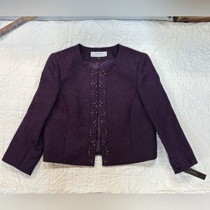 TAHARI Arthur Levine Evening Jacket Beaded purple  Women’s Size 8 NEW WITH TAG